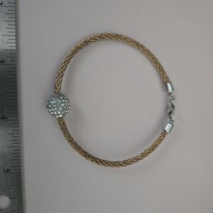 Gold-Tone Braided Cable Bracelet with Pave Crystal Ball
